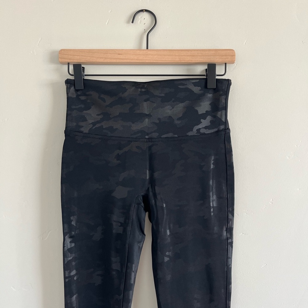 Spanx | Faux Leather Black Camo Leggings